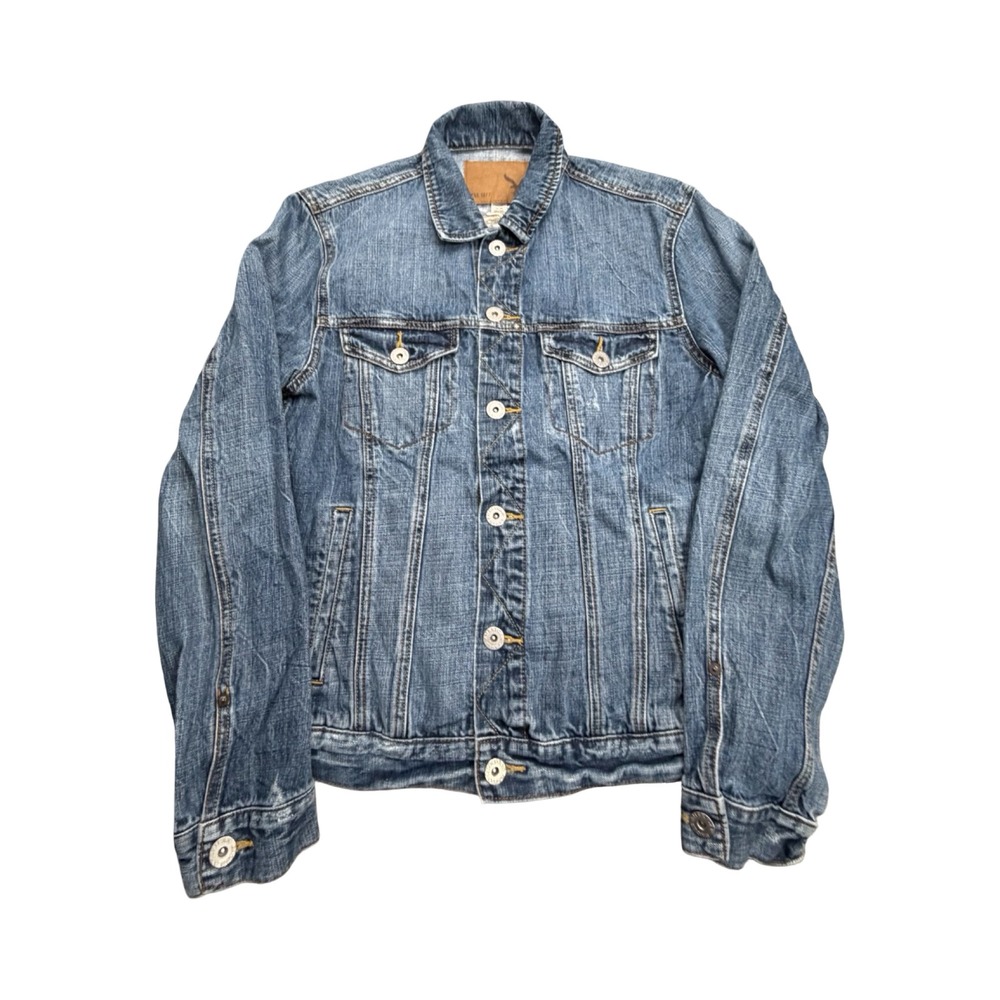 American Eagle Denim Jacket Mens Medium Blue Trucker Jean Coat Cotton Classic